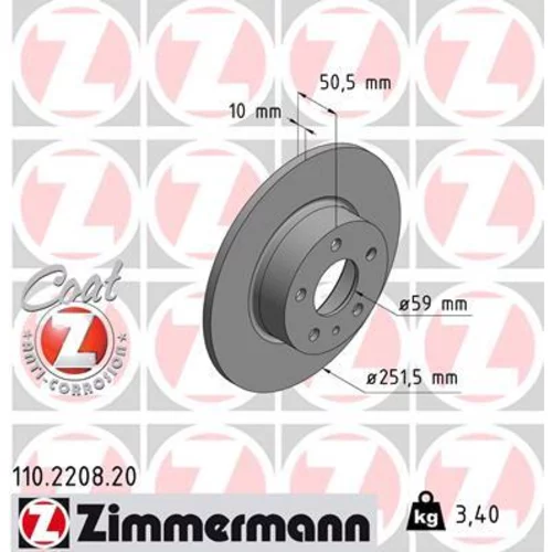 Brzdový kotúč ZIMMERMANN 110.2208.20