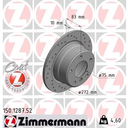 Brzdový kotúč ZIMMERMANN 150.1287.52