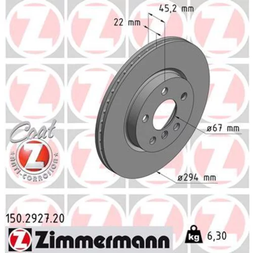 Brzdový kotúč ZIMMERMANN 150.2927.20