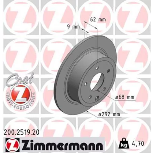 Brzdový kotúč ZIMMERMANN 200.2519.20