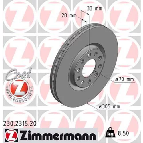 Brzdový kotúč ZIMMERMANN 230.2315.20