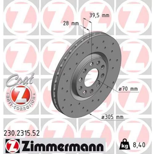 Brzdový kotúč ZIMMERMANN 230.2315.52