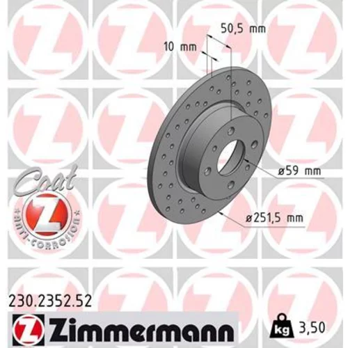 Brzdový kotúč ZIMMERMANN 230.2352.52