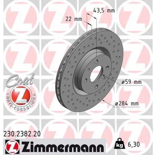 Brzdový kotúč ZIMMERMANN 230.2382.20