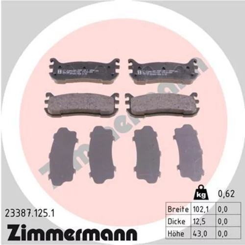 Sada brzdových platničiek kotúčovej brzdy ZIMMERMANN 23387.125.1