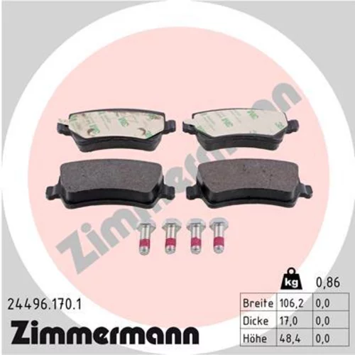 Sada brzdových platničiek kotúčovej brzdy ZIMMERMANN 24496.170.1