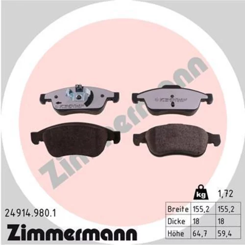 Sada brzdových platničiek kotúčovej brzdy ZIMMERMANN 24914.980.1