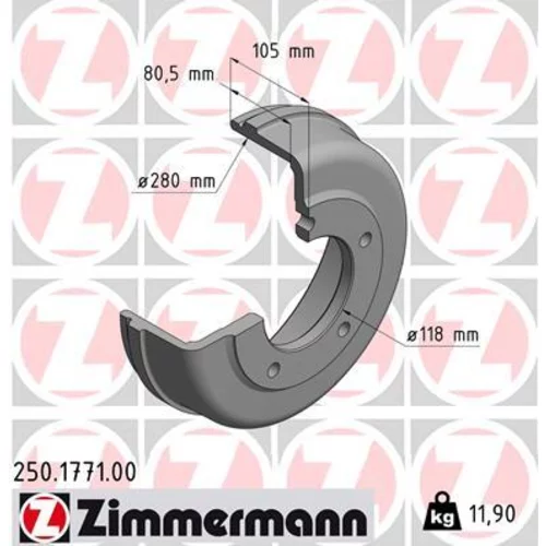 Brzdový bubon ZIMMERMANN 250.1771.00