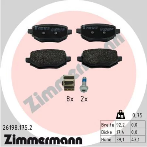 Sada brzdových platničiek kotúčovej brzdy ZIMMERMANN 26198.175.2