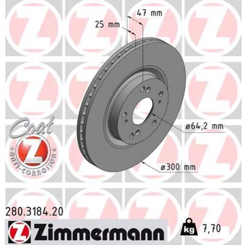 Brzdový kotúč 280.3184.20 /Zimmermann/