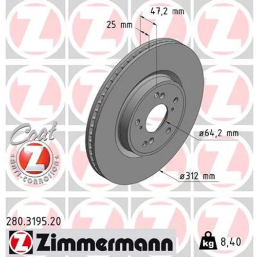 Brzdový kotúč ZIMMERMANN 280.3195.20