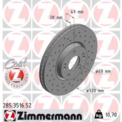 Brzdový kotúč ZIMMERMANN 285.3516.52