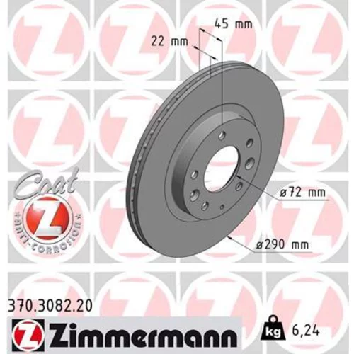 Brzdový kotúč ZIMMERMANN 370.3082.20