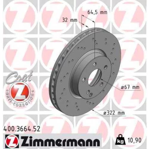 Brzdový kotúč ZIMMERMANN 400.3664.52