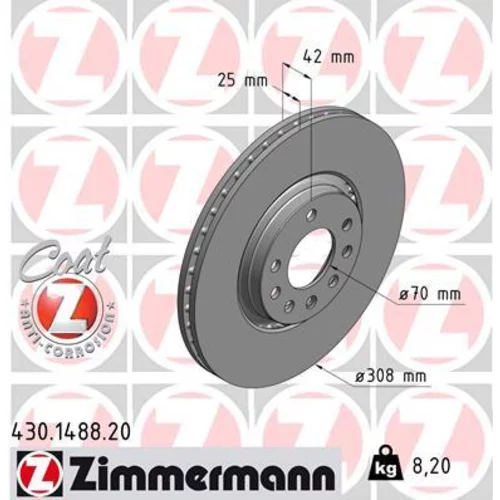 Brzdový kotúč ZIMMERMANN 430.1488.20