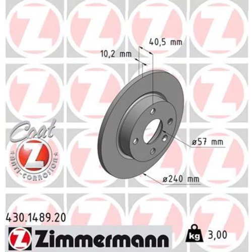 Brzdový kotúč ZIMMERMANN 430.1489.20