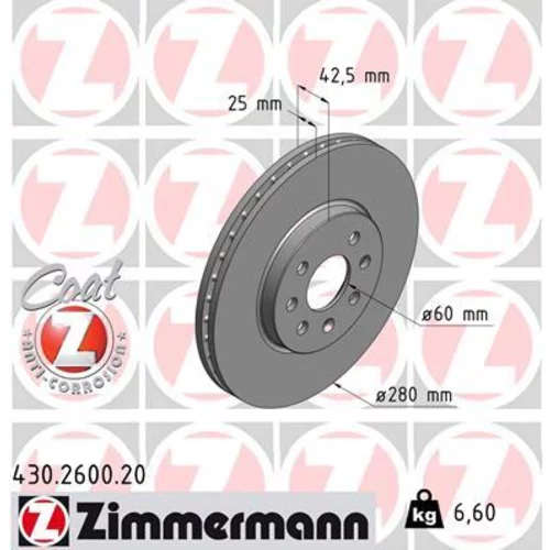 Brzdový kotúč ZIMMERMANN 430.2600.20