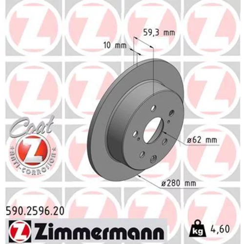 Brzdový kotúč ZIMMERMANN 590.2596.20