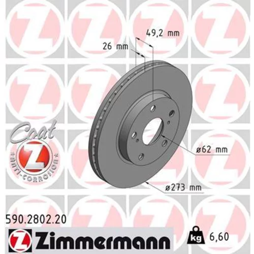 Brzdový kotúč ZIMMERMANN 590.2802.20