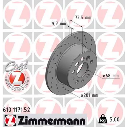 Brzdový kotúč ZIMMERMANN 610.1171.52