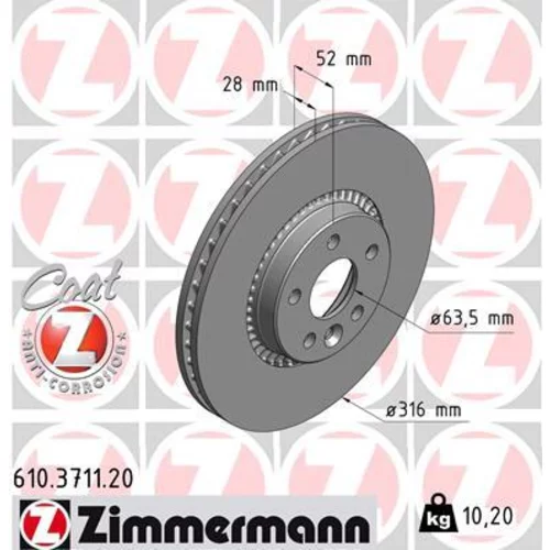 Brzdový kotúč ZIMMERMANN 610.3711.20