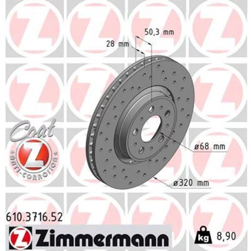 Brzdový kotúč ZIMMERMANN 610.3716.52