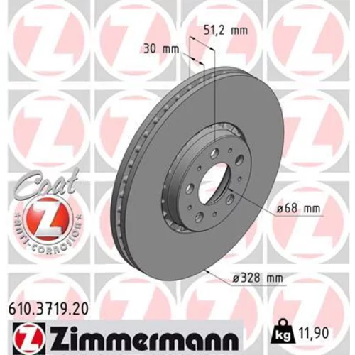 Brzdový kotúč ZIMMERMANN 610.3719.20