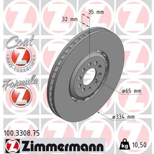 Brzdový kotúč ZIMMERMANN 100.3308.75