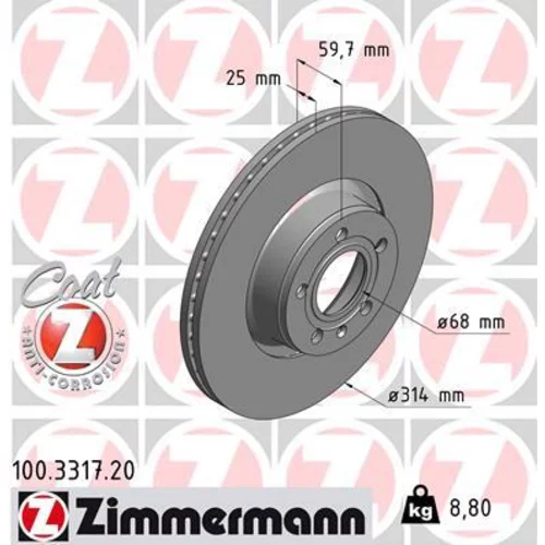 Brzdový kotúč ZIMMERMANN 100.3317.20