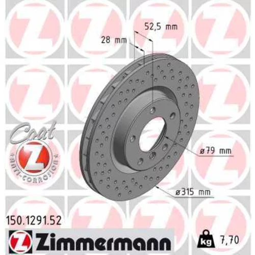 Brzdový kotúč ZIMMERMANN 150.1291.52