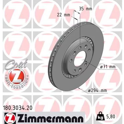 Brzdový kotúč ZIMMERMANN 180.3034.20