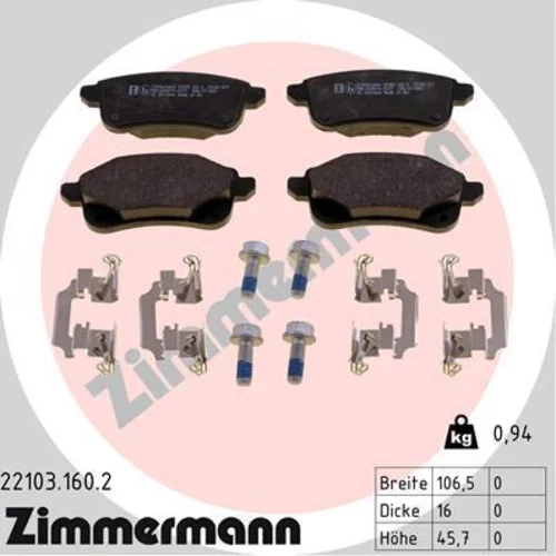 Sada brzdových platničiek kotúčovej brzdy ZIMMERMANN 22103.160.2