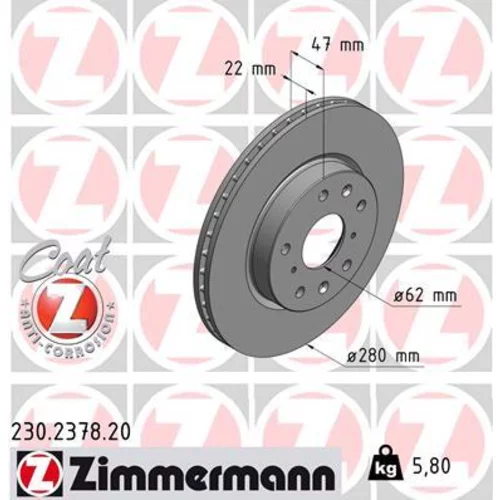 Brzdový kotúč ZIMMERMANN 230.2378.20