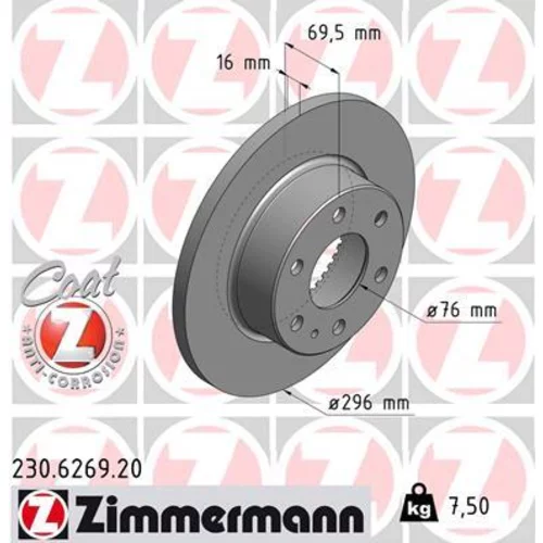 Brzdový kotúč ZIMMERMANN 230.6269.20