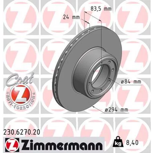 Brzdový kotúč ZIMMERMANN 230.6270.20