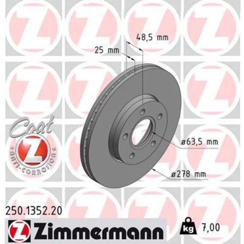 Brzdový kotúč 250.1352.20 /Zimmermann/