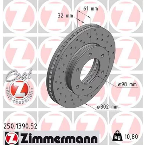 Brzdový kotúč ZIMMERMANN 250.1390.52