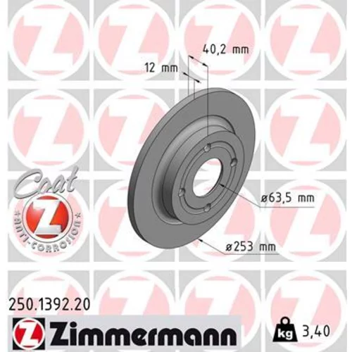 Brzdový kotúč ZIMMERMANN 250.1392.20