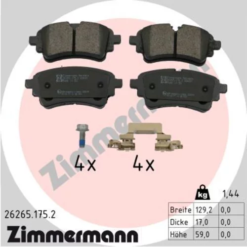 Sada brzdových platničiek kotúčovej brzdy ZIMMERMANN 26265.175.2