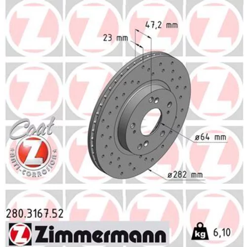 Brzdový kotúč ZIMMERMANN 280.3167.52