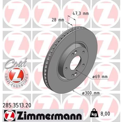 Brzdový kotúč ZIMMERMANN 285.3513.20