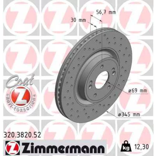 Brzdový kotúč ZIMMERMANN 320.3820.52