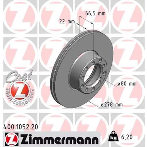 Brzdový kotúč ZIMMERMANN 400.1052.20