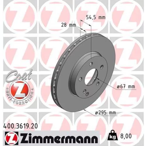 Brzdový kotúč ZIMMERMANN 400.3619.20