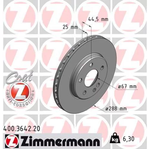 Brzdový kotúč ZIMMERMANN 400.3642.20