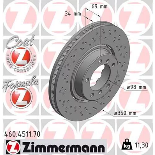 Brzdový kotúč ZIMMERMANN 460.4511.70