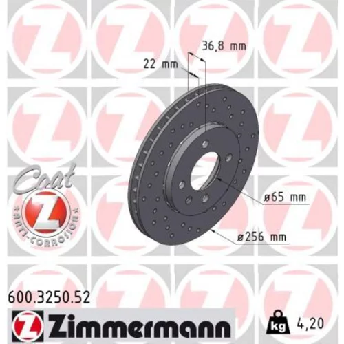 Brzdový kotúč ZIMMERMANN 600.3250.52