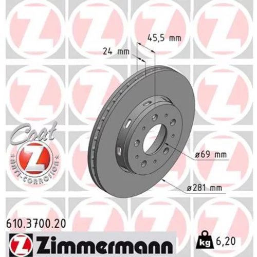 Brzdový kotúč ZIMMERMANN 610.3700.20