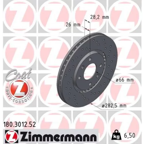 Brzdový kotúč ZIMMERMANN 180.3012.52