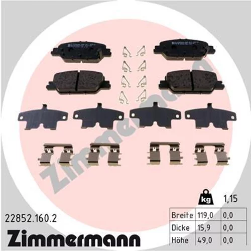 Sada brzdových platničiek kotúčovej brzdy ZIMMERMANN 22852.160.2